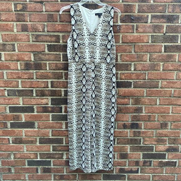 Womens Banana Republic Snakeskin Wide Leg Cropped Jumpsuit Brown Size 4 - Picture 2 of 10
